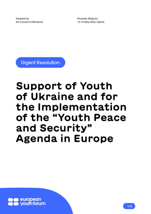 220519 UM Urgent Resolution for the support of youth of Ukraine